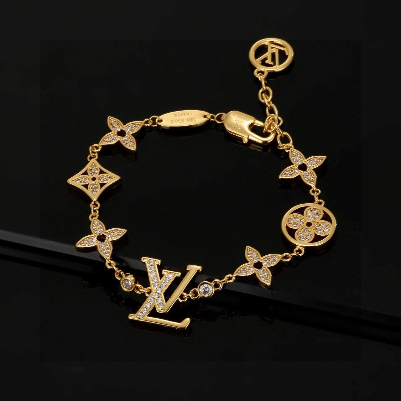 Louis Vuitton Gold Tone Monogram Bracelet